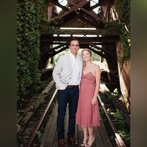 ASOS DESIGN twist front pleated cami midi dress with belt in rose pink